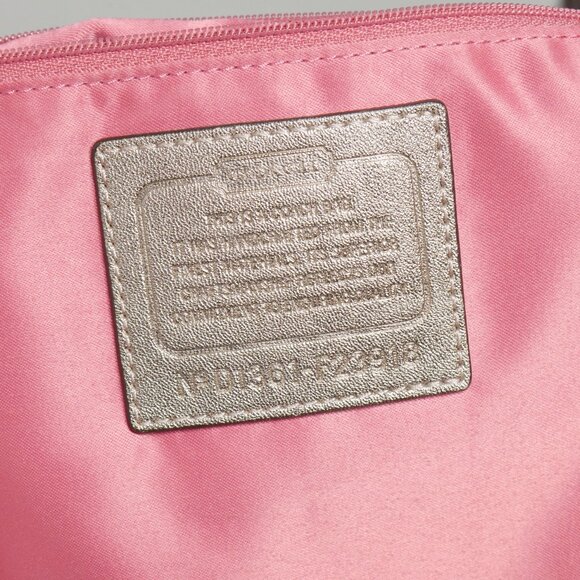 Coach Metallic Pink Daisy Outline Signature Metallic Hobo Bag Clean Gently Used - Picture 7 of 7